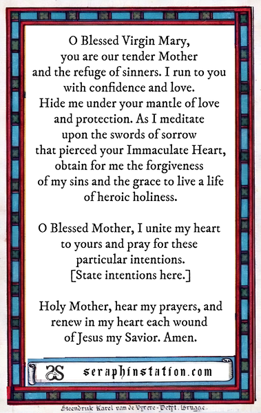 Seven Sorrows Mini Holy Card