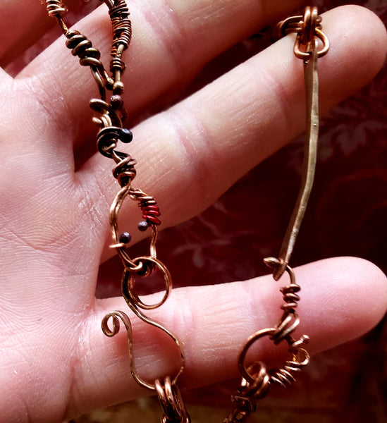 Santa Muerte / Memento Mori Copper Amulet Necklace - Custom Made To Order