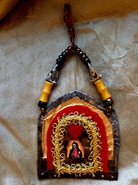 Santa Muerte Tinwork Shrine Ornament