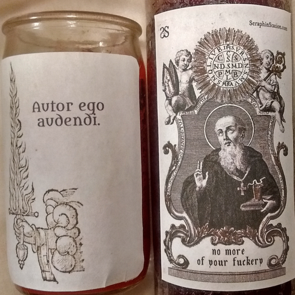 Dressed, Fixed St. Benedict Vigil Candle - Enough of Your F*ckery