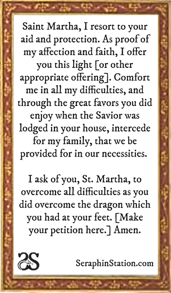 St. Martha Holy Card, Wallet Sized