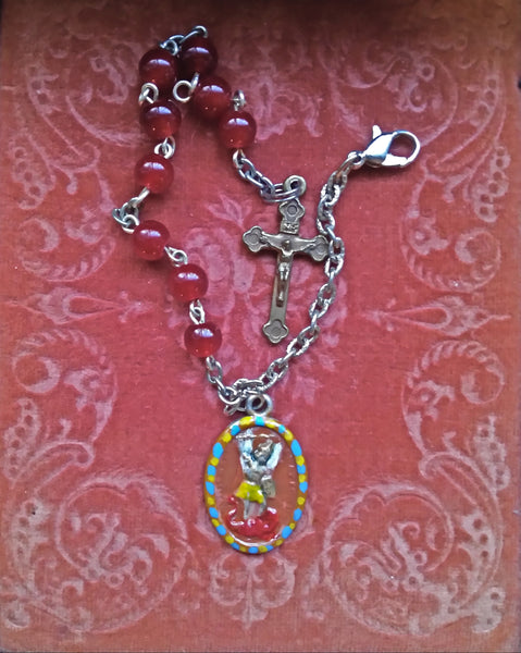 St. Michael Niner Chaplet Bracelet, Hand-painted Medal