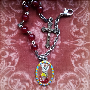 St. Michael Niner Chaplet Bracelet, Hand-painted Medal