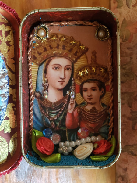 Madonna and Child Jeweled Milagro Shrine