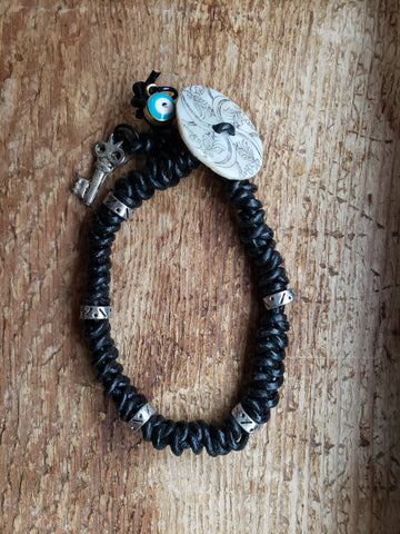 Leather & Mother of Pearl Lucky Charm Bracelet