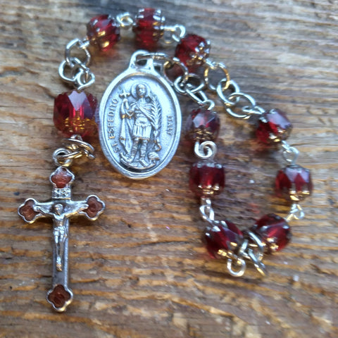 St. Expedite Chaplet - Czech Glass Cathedral Beads