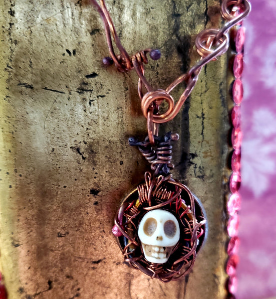 Santisima Muerte / Memento Mori Copper Amulet Necklace
