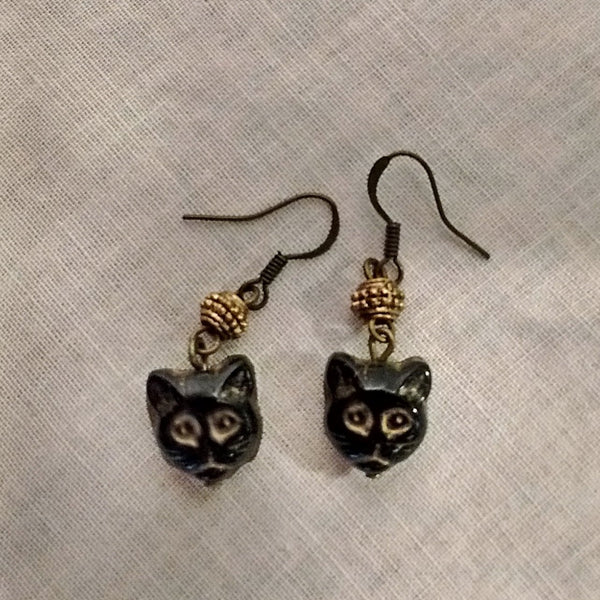 Black Cat Bead Earrings