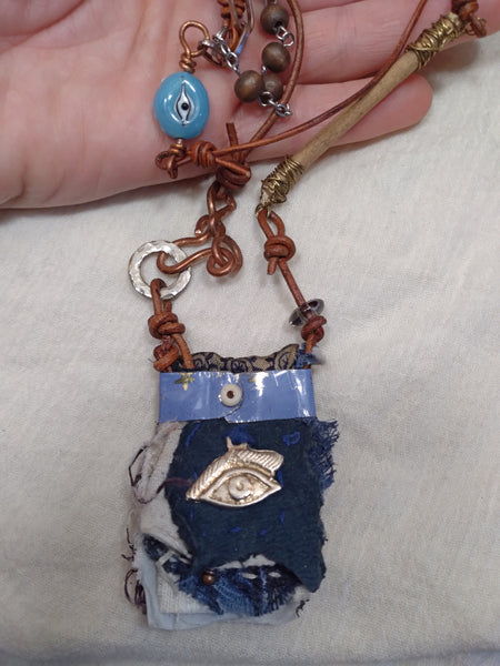 The Blue Charm: Rustic Hoodoo Charm Amulet Necklace