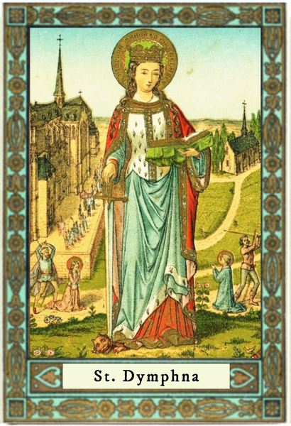 St. Dymphna Mini Holy Card, Wallet Sized