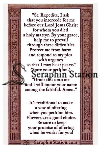 St. Expedite Holy Card, Wallet Sized - Redesigned