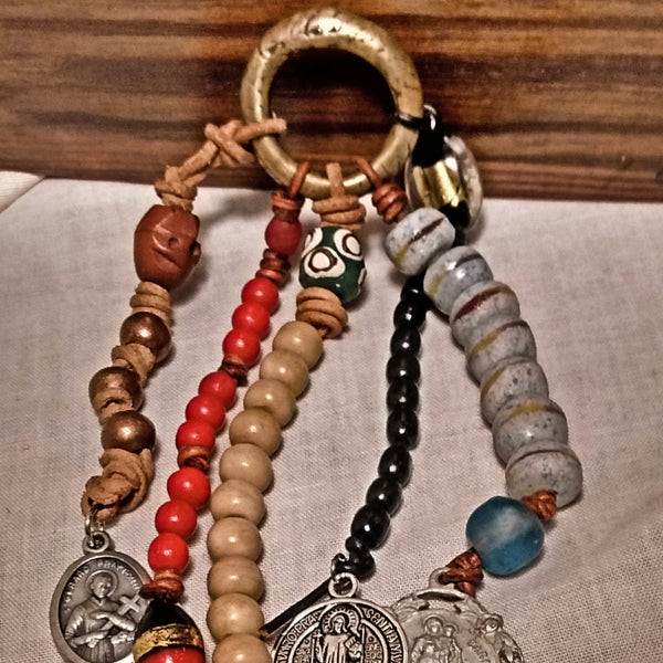 Five-Way Primitive Deconstructed Leather Hoodoo Rosary