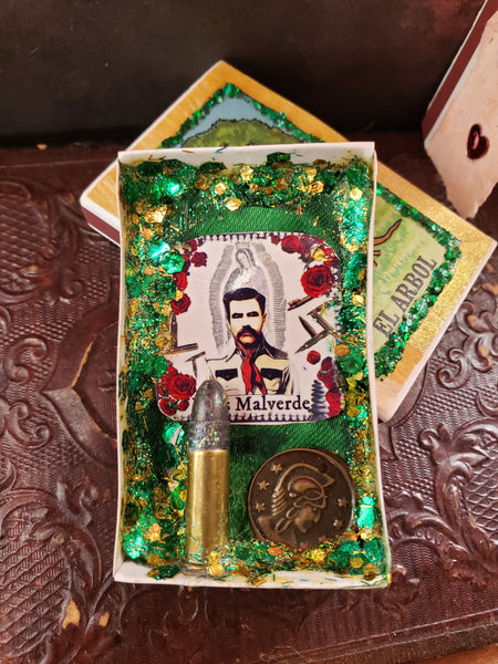 Jesus Malverde Matchbox Shrine Mini Nicho