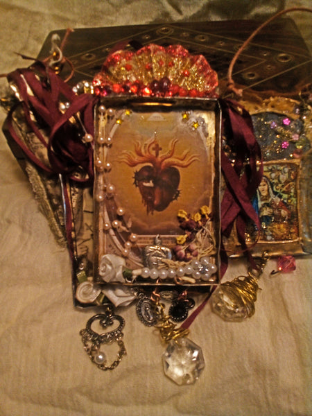 Sacred Heart and St. Benedict Tinwork Nicho Altar Ornament