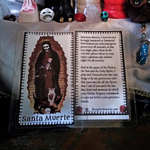 Santisima Muerte Mini Prayer Card, Wallet Sized