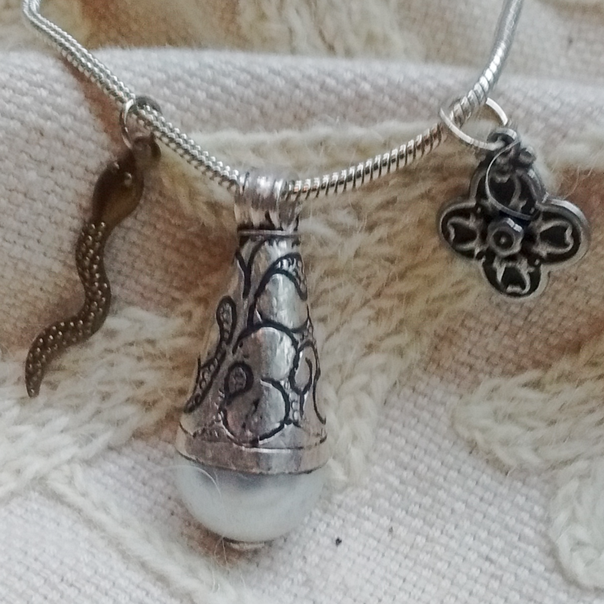 Cool Mind Talisman Necklace - Sterling and Tibetan Silver