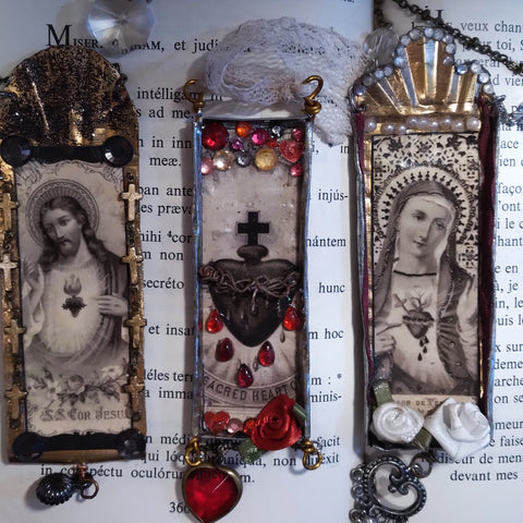 Immaculate Heart of Mary with Pearls Nicho Altar Ornament